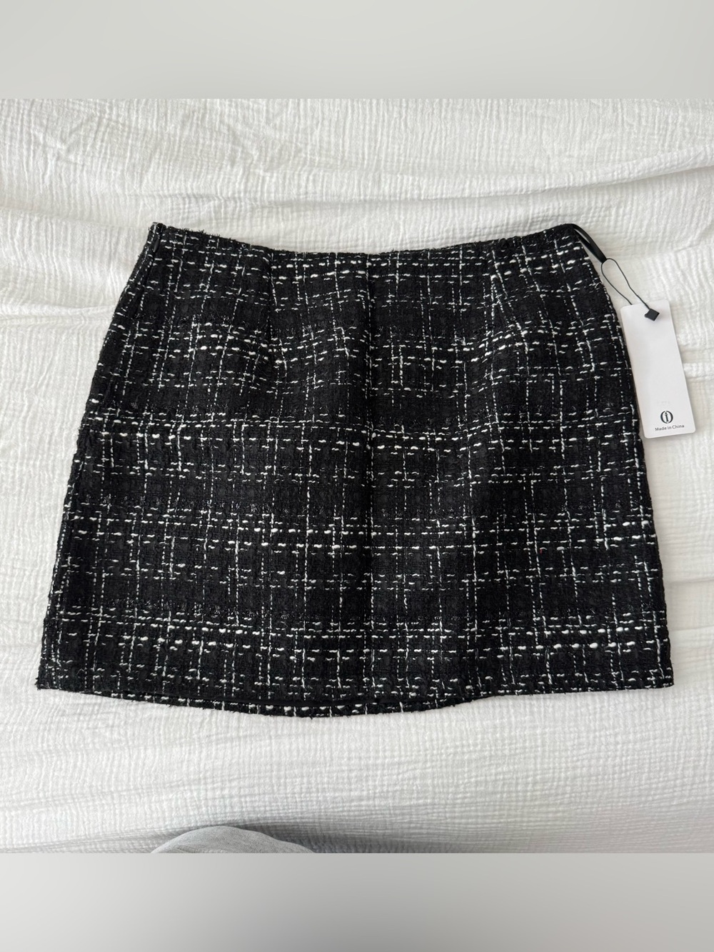 Black Tweed Mini Skirt - Women